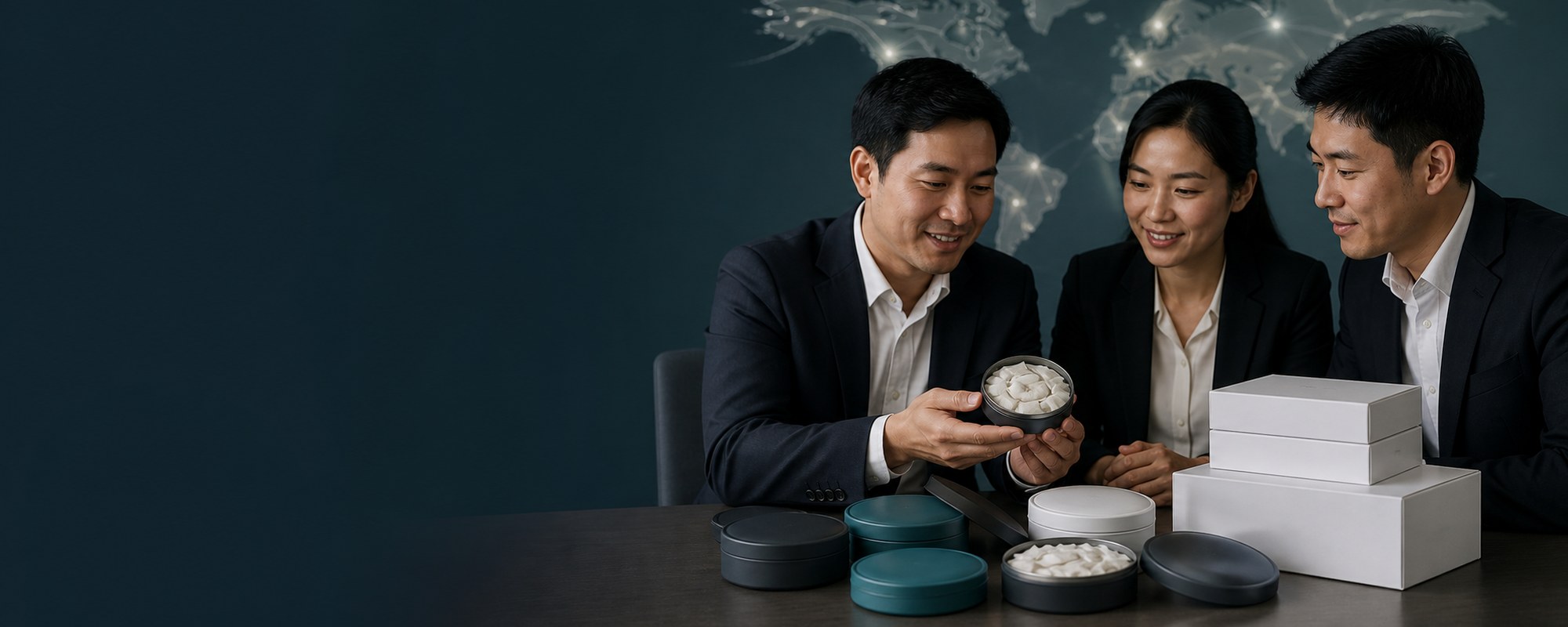 Global wholesale partners reviewing realistic nootropic pouch cans