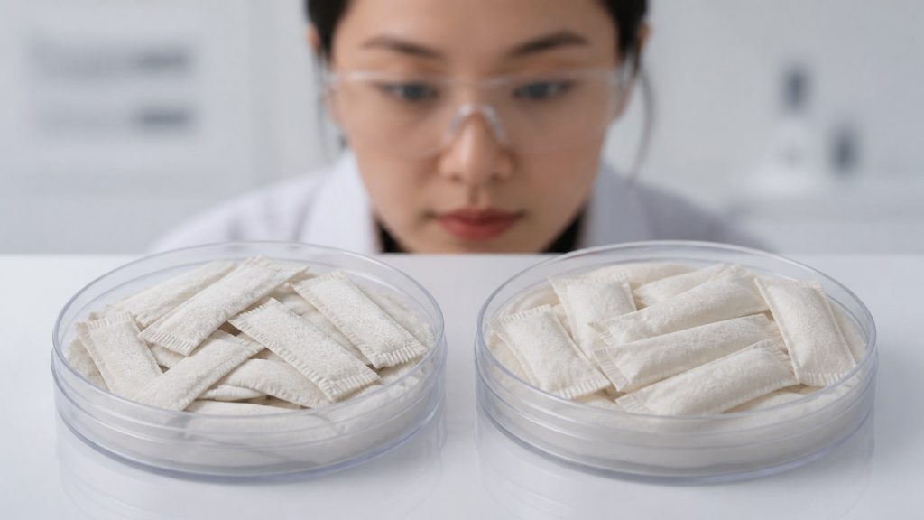 Realistic slim dry and moist oral pouches in low-profile round cans