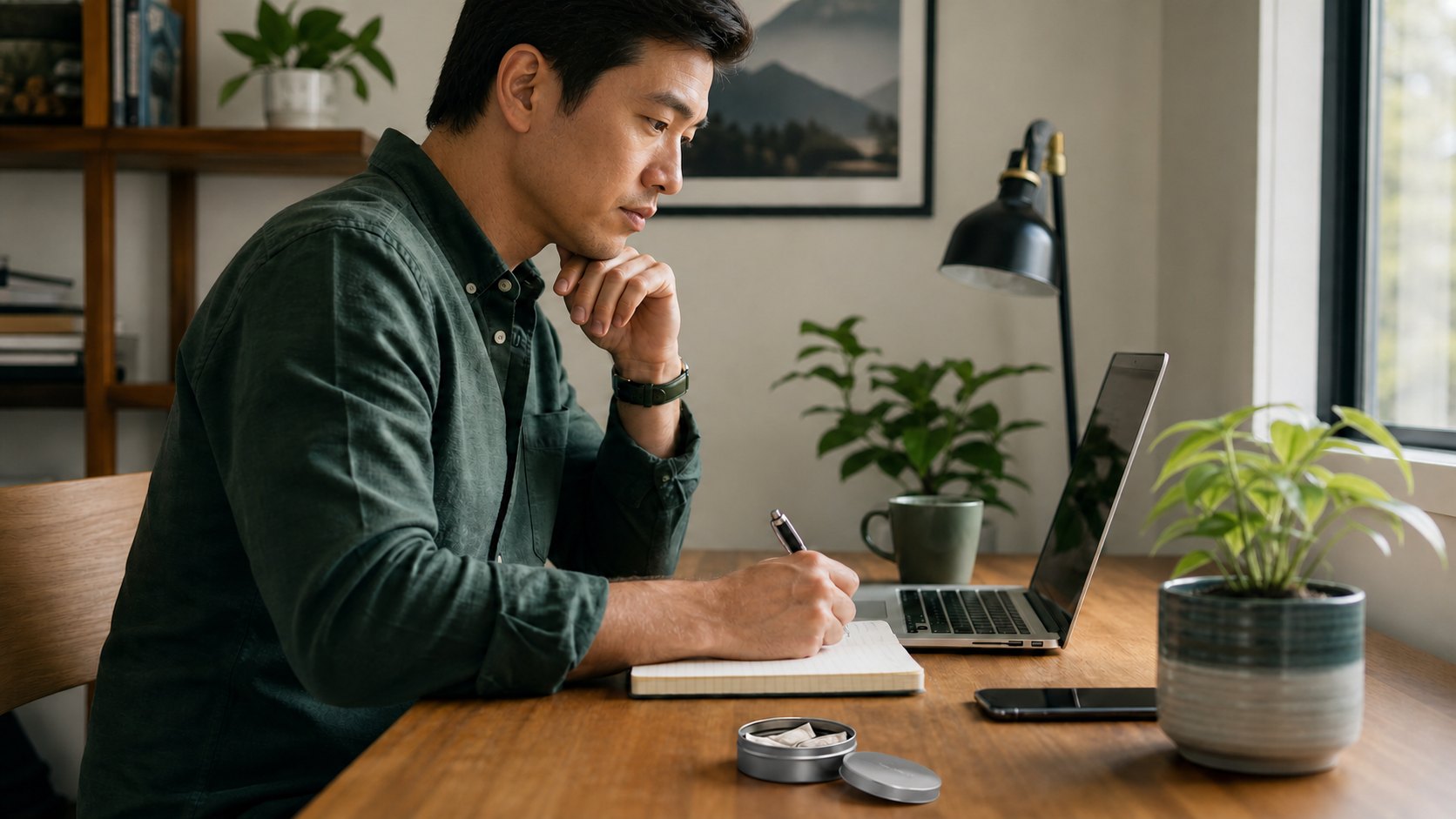 asian professional using nicotine-free focus pouches